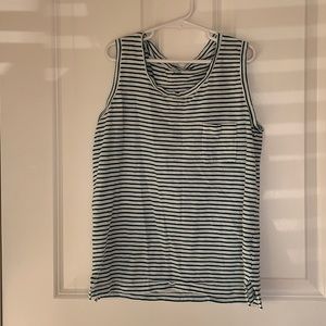 madewell green and white striped tank top